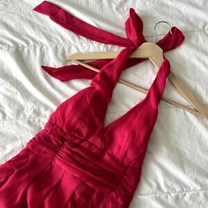 Vintage Y2K Hot Pink Fuchsia Fairycore Halter Top Dress Size M